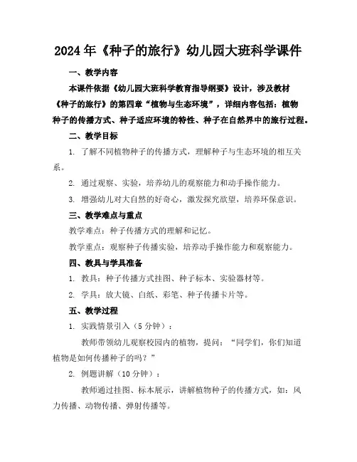 2024年《种子的旅行》幼儿园大班科学课件