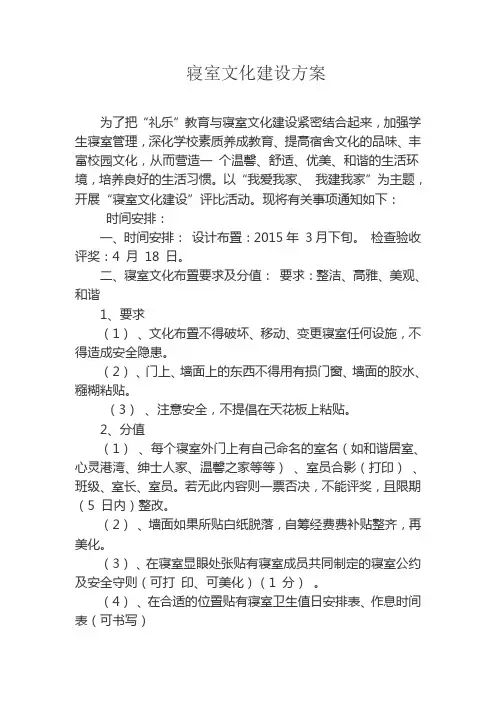 寝室文化建设方案 2