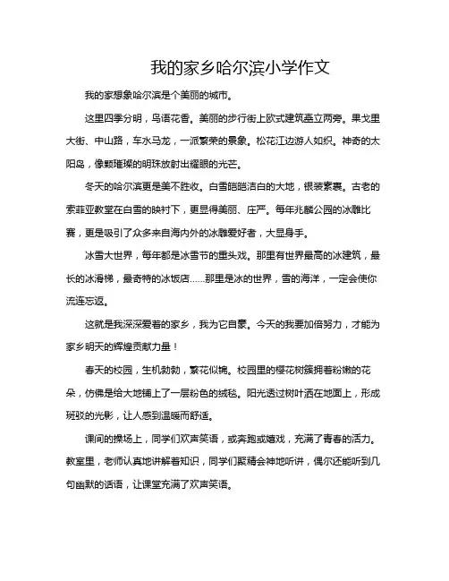 我的家乡哈尔滨小学作文