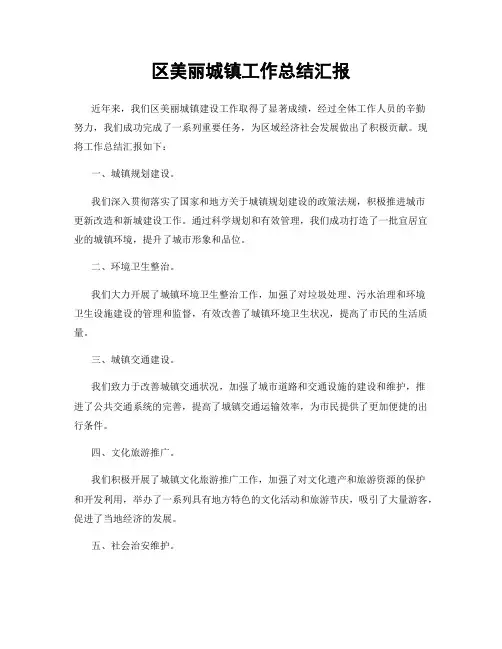 区美丽城镇工作总结汇报