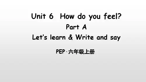 人教版PEP英语六年级上册Unit 6 How do you feel  Part A 第1课时课件