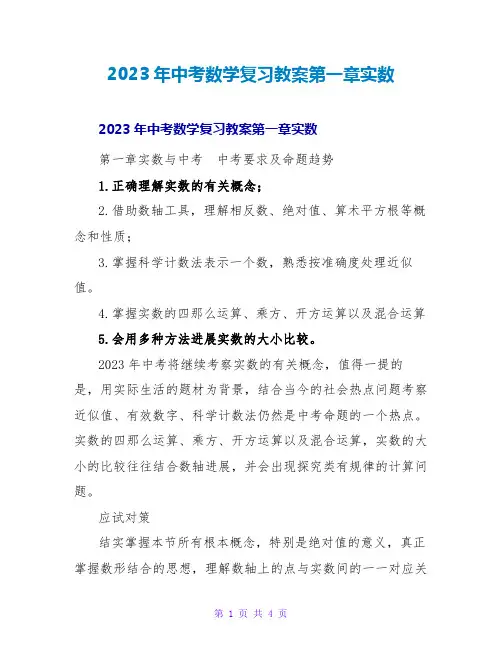 2023年中考数学复习教案第一章实数2