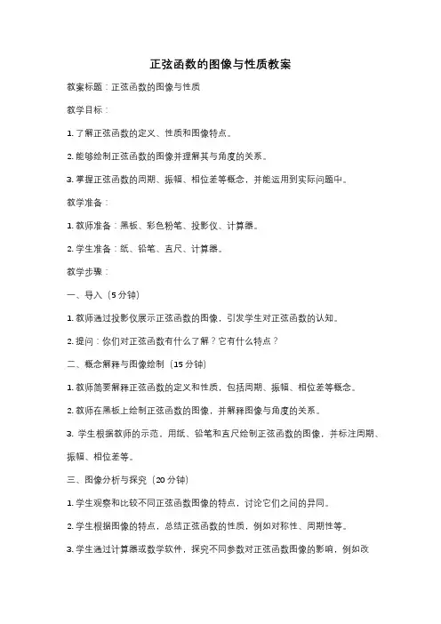 正弦函数的图像与性质教案