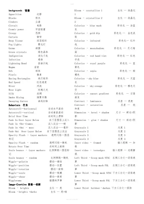 AE预置动画中英文对照