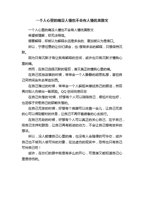 一个人心里的痛没人懂也不会有人懂优美散文