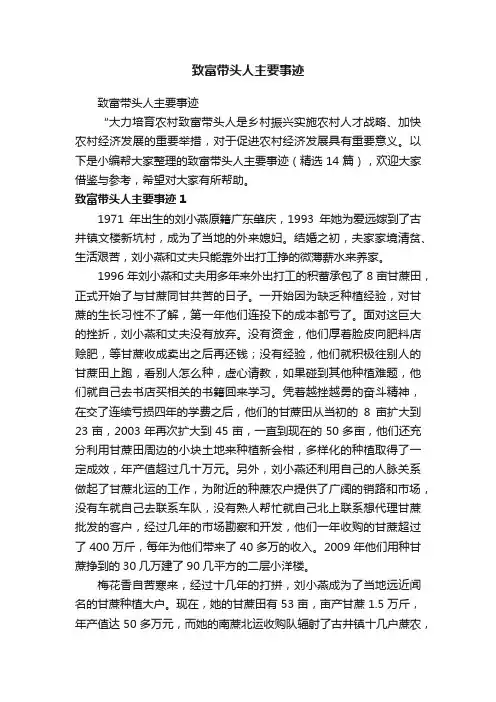 致富带头人主要事迹（精选14篇）