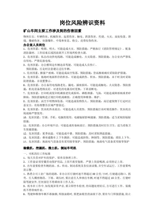岗位危险源风险辨识