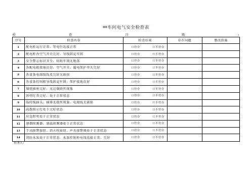 电工日常电气安全检查表 -