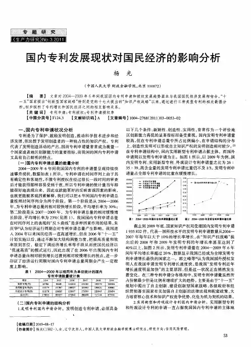 国内专利发展现状对国民经济的影响分析