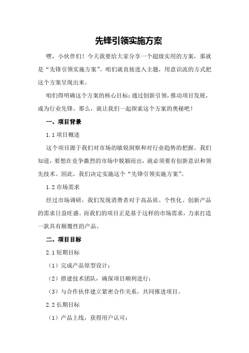 先锋引领实施方案