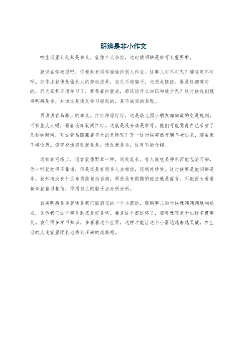明辨是非小作文