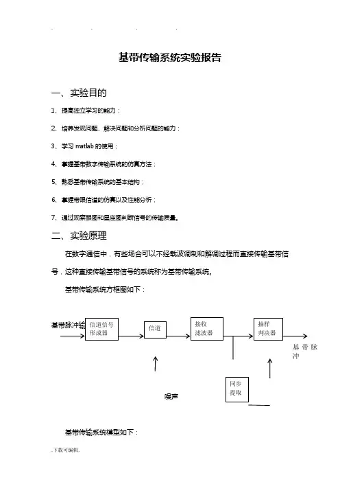 通信原理_数字基带传输实验报告
