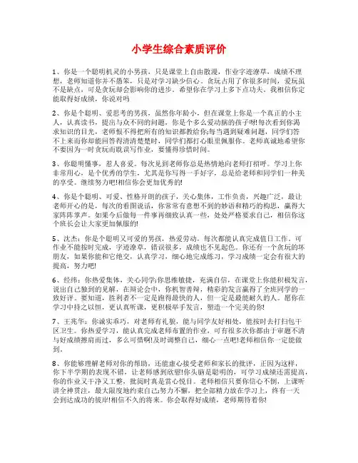 小学生综合素质评价