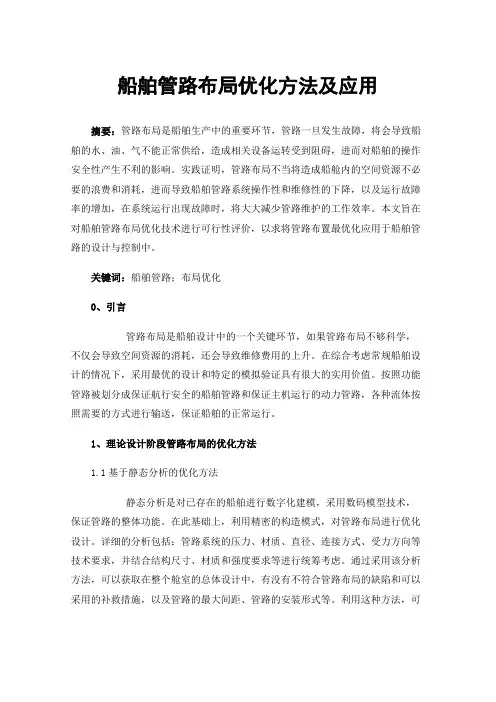 船舶管路布局优化方法及应用