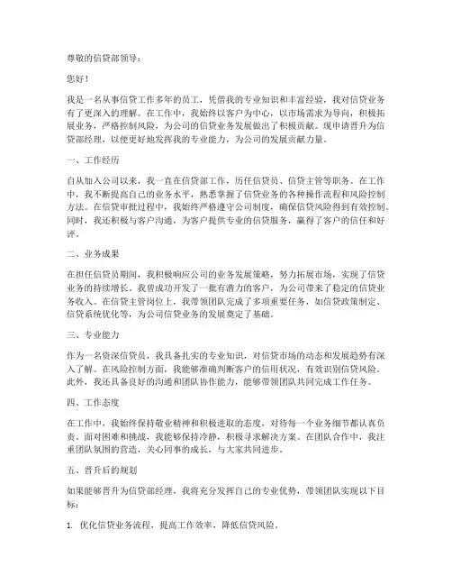 信贷部申请书模板