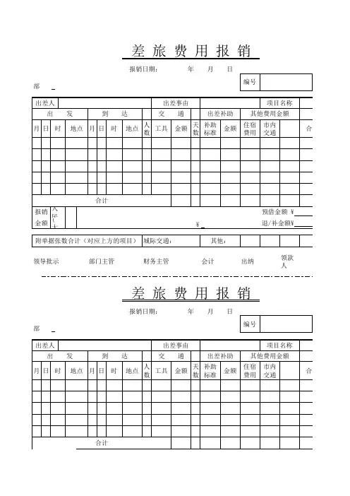 差旅费用报销单(A4打印发票版大小)