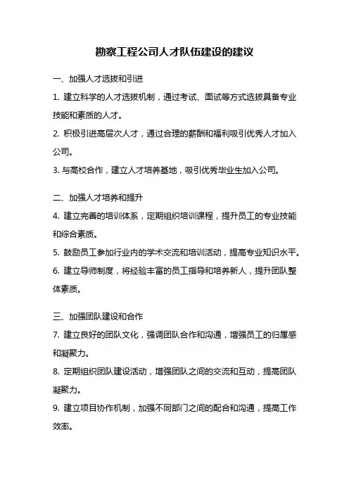 勘察工程公司人才队伍建设的建议