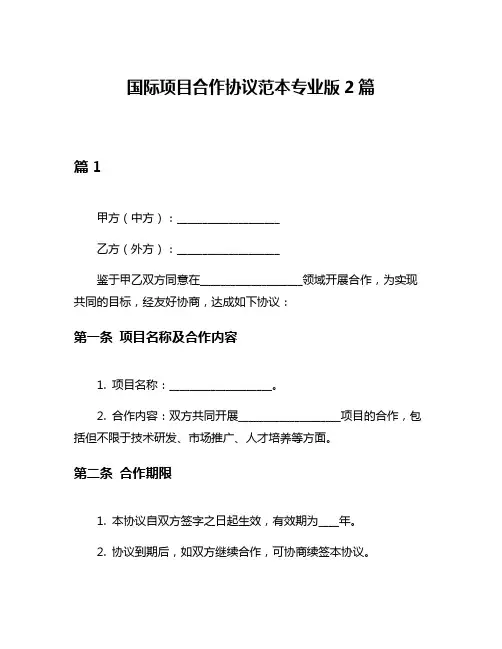 国际项目合作协议范本专业版2篇