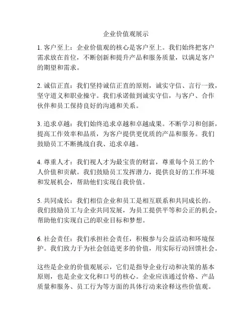 企业价值观展示