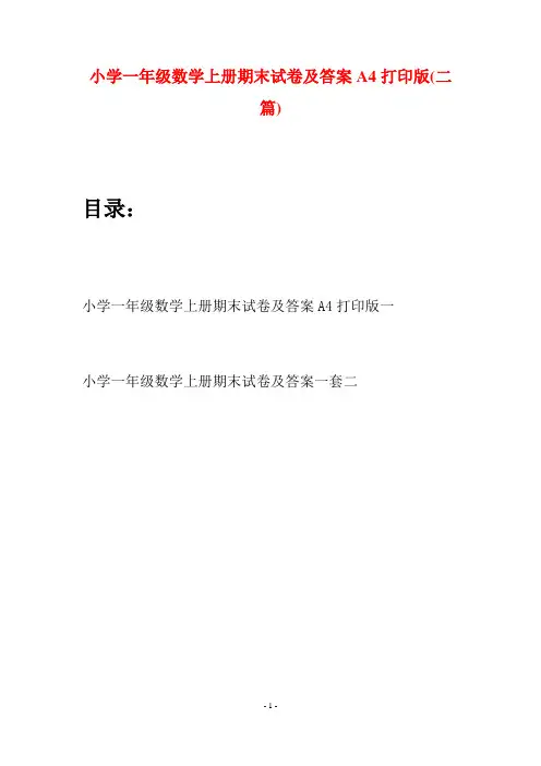 小学一年级数学上册期末试卷及答案A4打印版(二套)