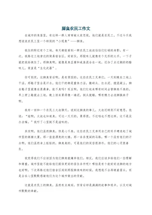 脚臭农民工作文
