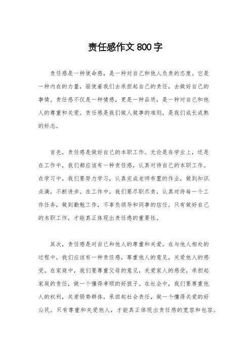 责任感作文800字