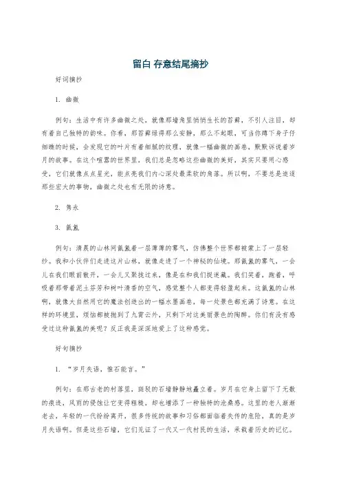 留白 存意结尾摘抄
