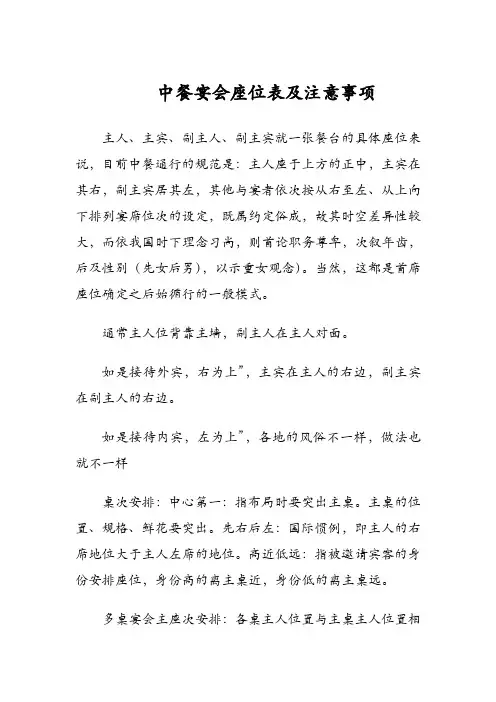 中餐宴会组织排位