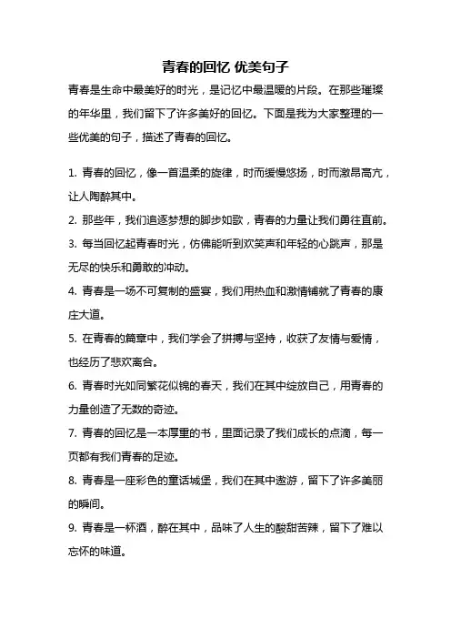 青春的回忆 优美句子