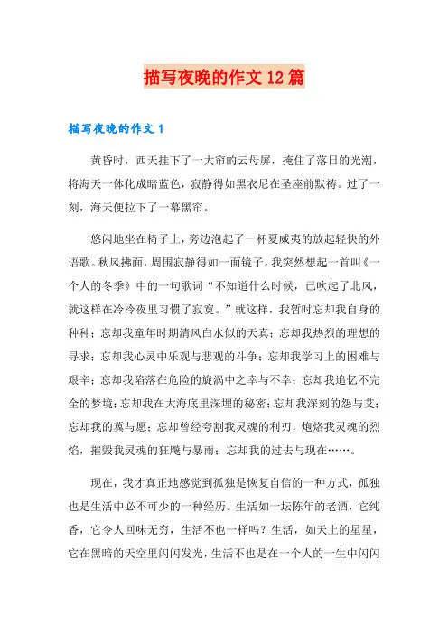 描写夜晚的作文12篇