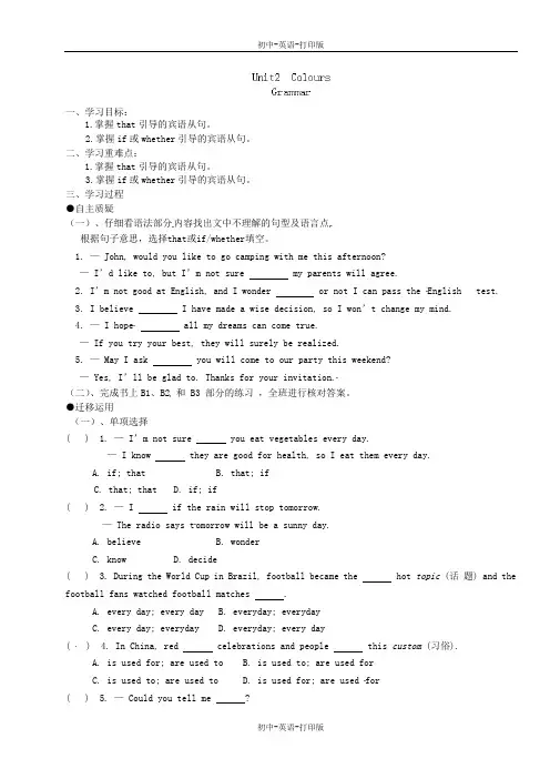 牛津译林版-英语-九上-九英语2单元 Colours Grammar
