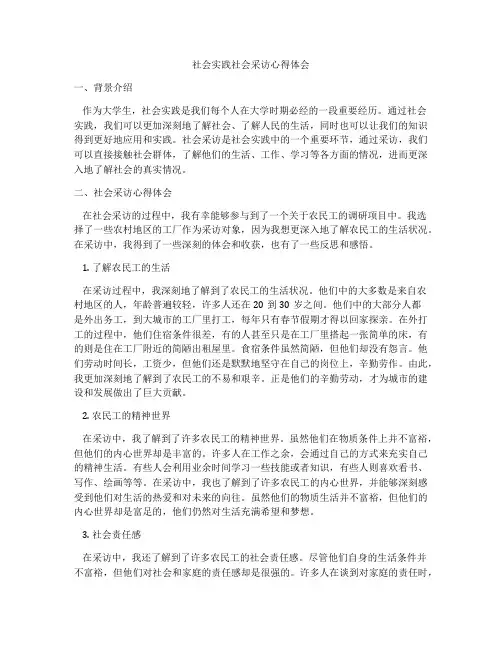社会实践社会采访心得体会