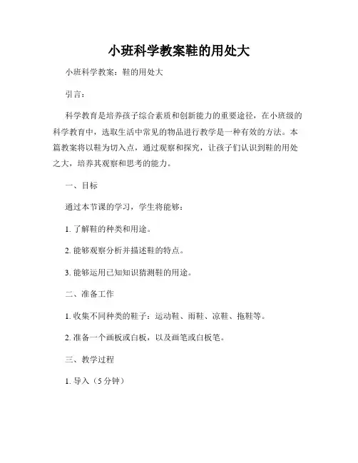 小班科学教案鞋的用处大