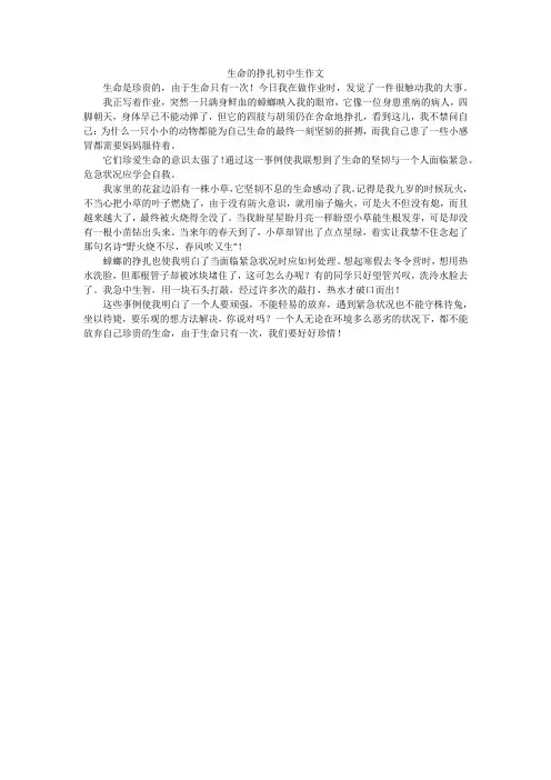 生命的挣扎初中生作文