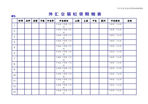 外汇交易交易纪录明细表格模板
