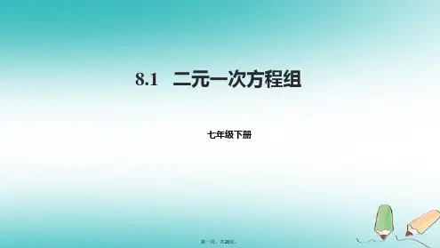七年级数学下册第八章二元一次方程组8.1二元一次方程组课件(新版)新人教版