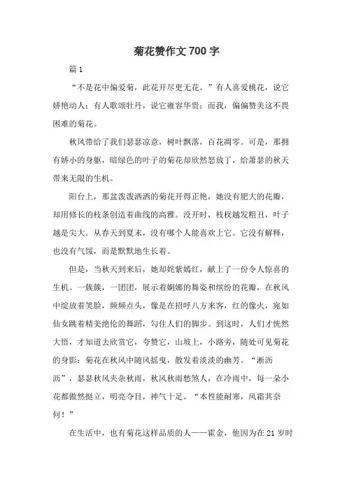 菊花赞作文700字
