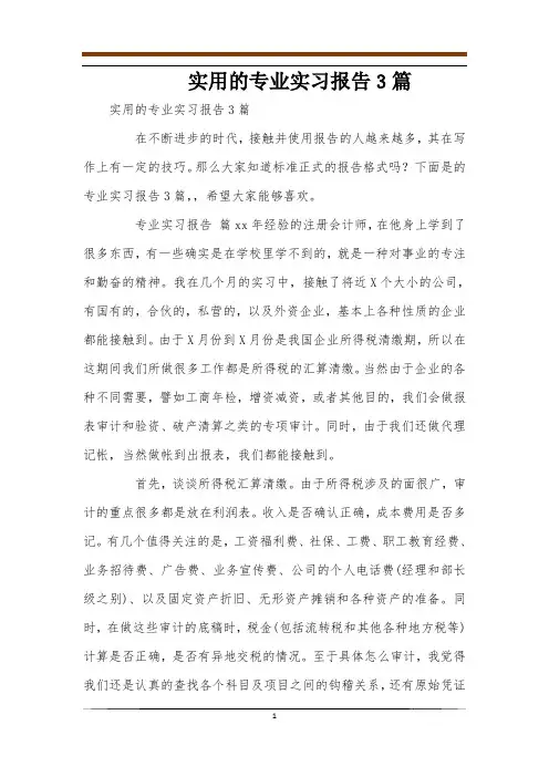 实用的专业实习报告3篇