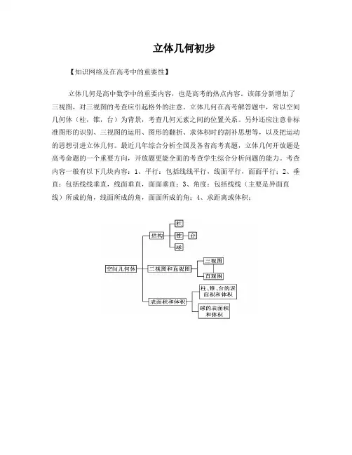 高一立体几何讲义(一)
