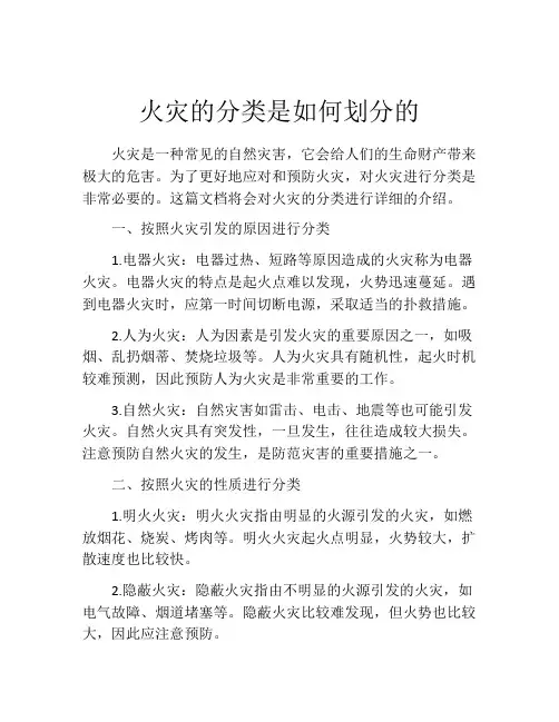 火灾的分类是如何划分的