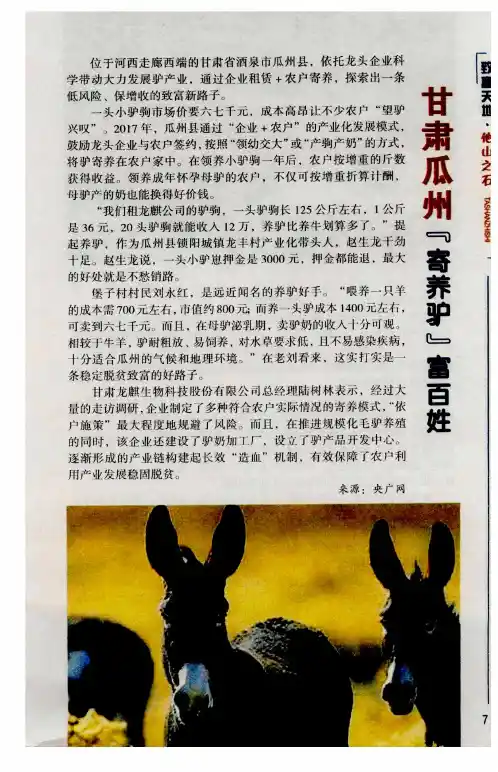 甘肃瓜州“奇养驴”富百姓