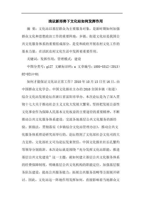 新形势下文化站如何发挥作用