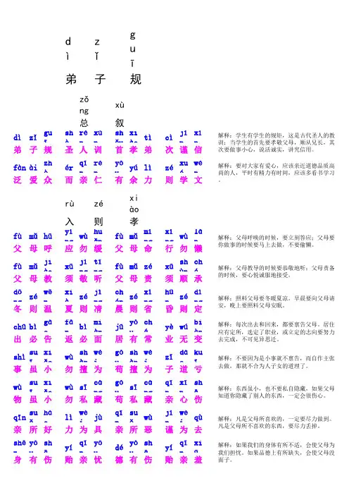 弟子规(拼音+注释)