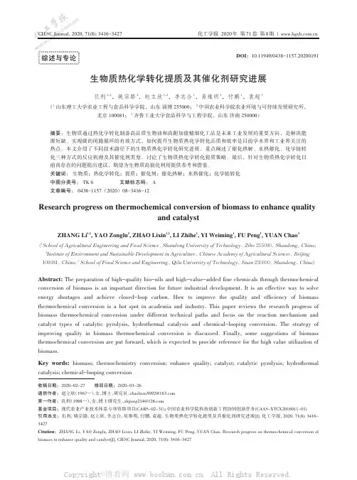 生物质热化学转化提质及其催化剂研究进展