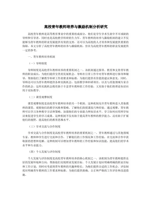 高校青年教师培养与激励机制分析研究