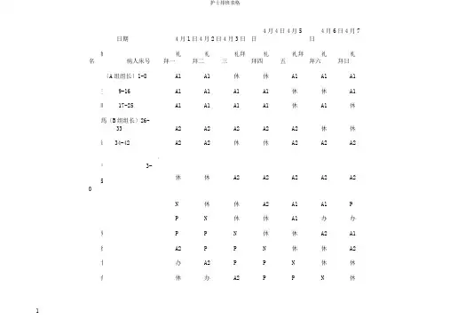 护士排班表格