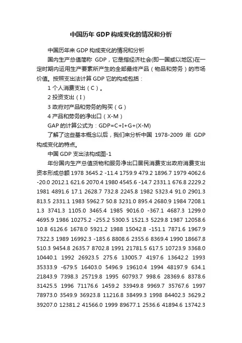 中国历年GDP构成变化的情况和分析