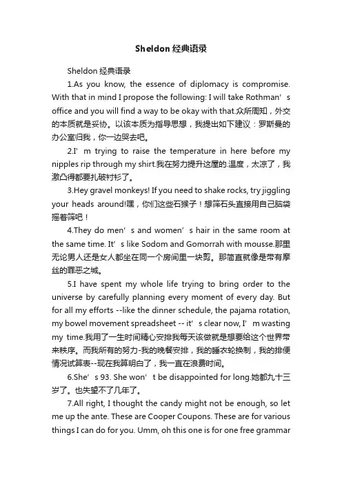 Sheldon经典语录