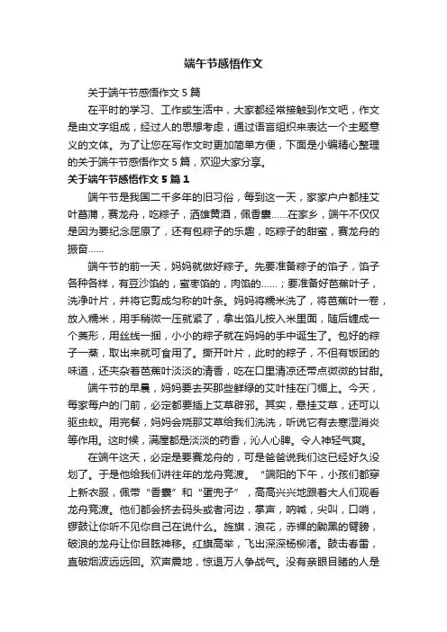 关于端午节感悟作文5篇