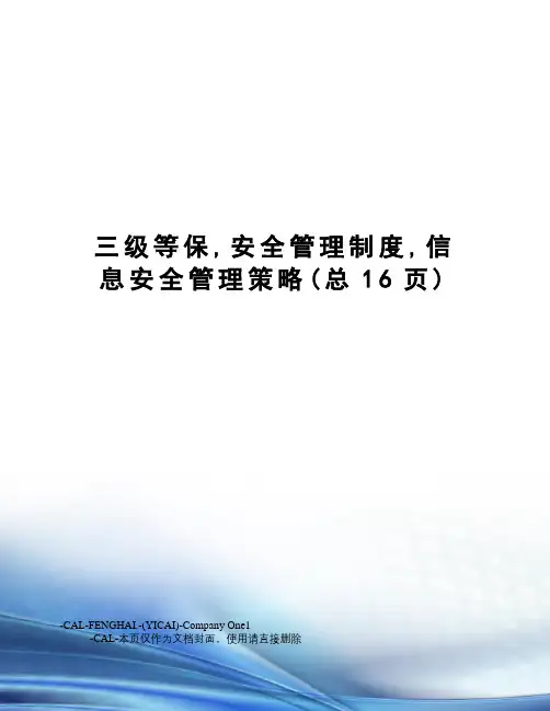 三级等保,安全管理制度,信息安全管理策略(总16页)